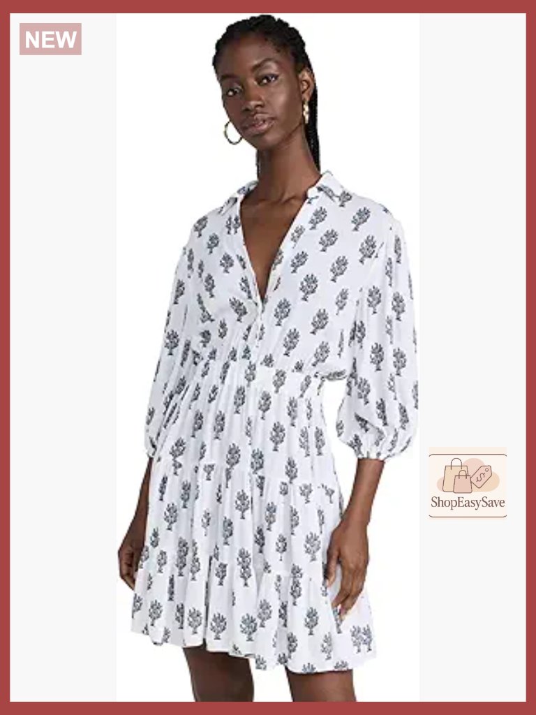 Collared Puff Sleeve Dress Tiered Ruffle Hem Lightweight Gauze Modern Chic